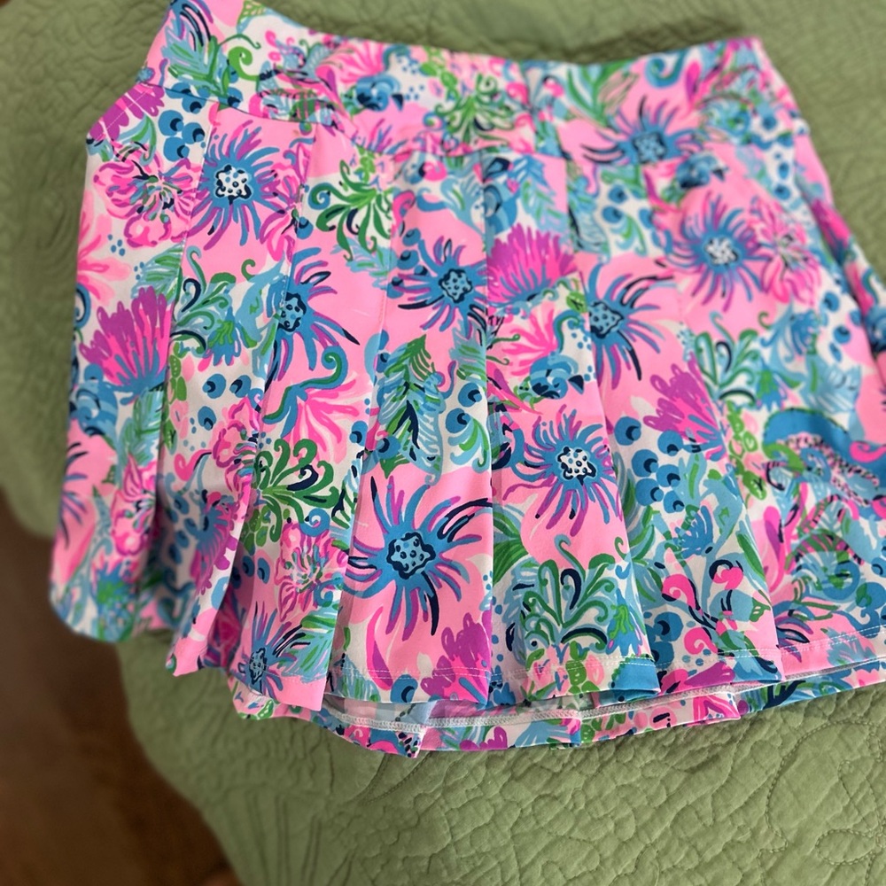 Lilly Pulitzer Pink and Blue Skorts with Tropical Print